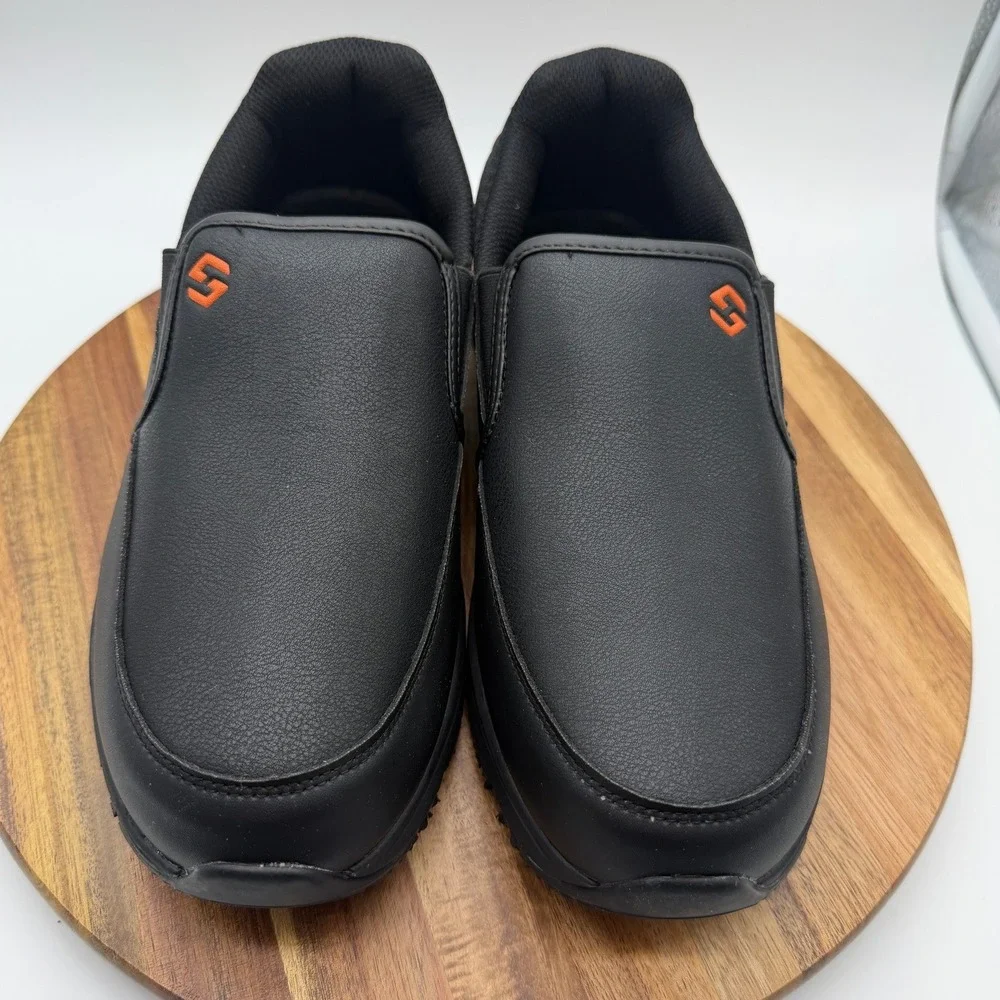 HISEA Men's 8 1/2W Resistant Chef Work Shoes Black Slip On Non Slip Food Service